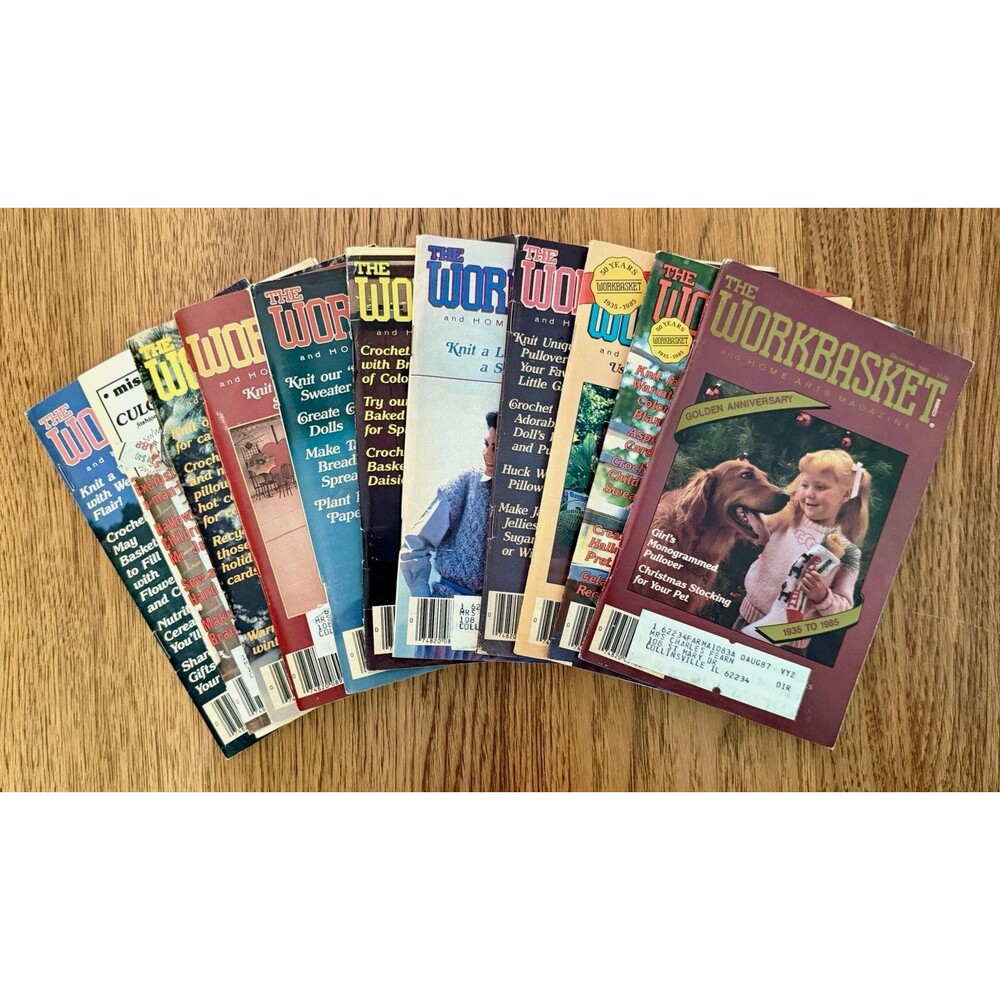 Workbasket Magazine Lot 1985 Lot of 10 Jan-May Jul-Oct, Dec Crochet Knitting
